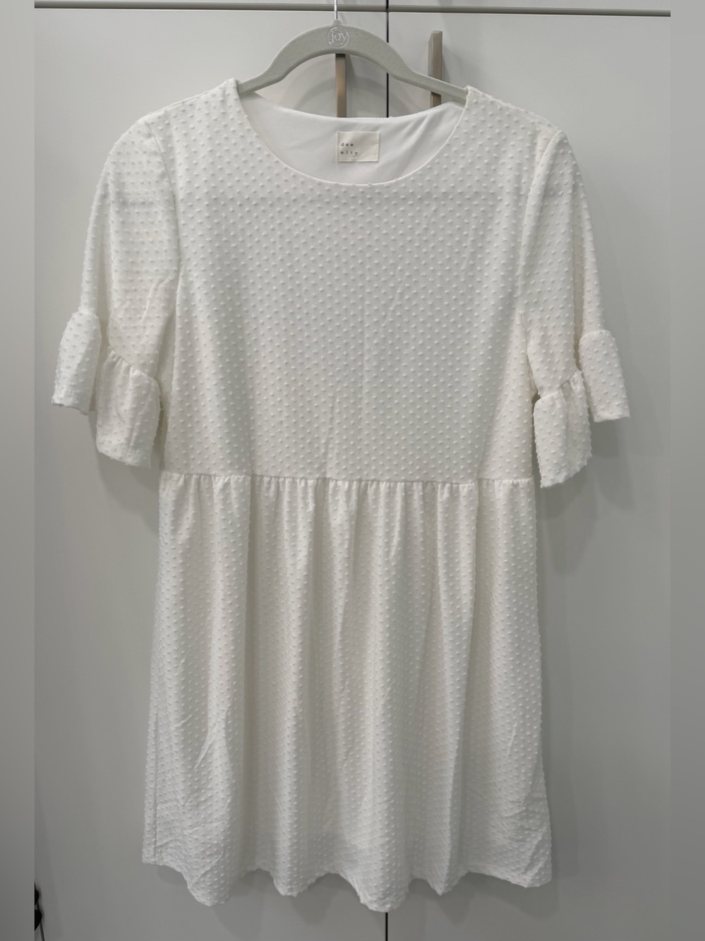 White Swiss Dot Ruffle-Sleeve Girls' Dress